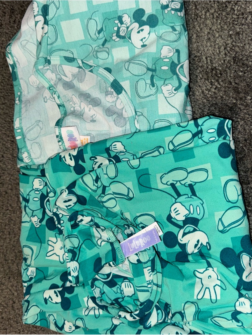 LuLaRoe Teal Mickey Mouse Leggings - Aqua Teal Print